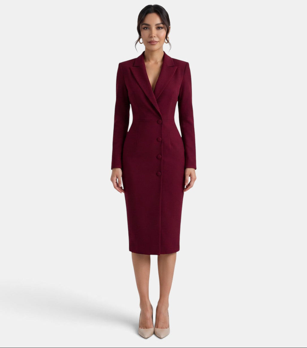 Vestido Blazer Midi Blanco Mujer Premium