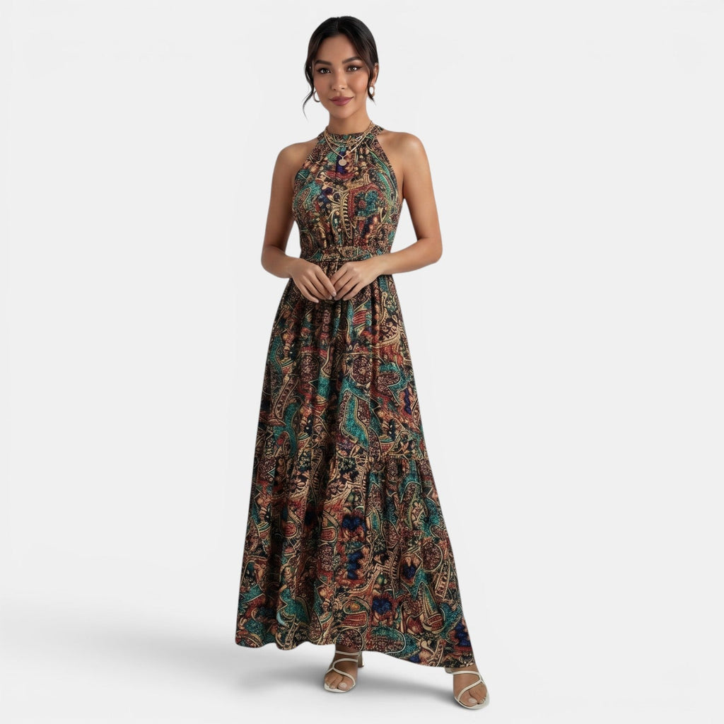 Vestido Boho Largo de Cintura Alta