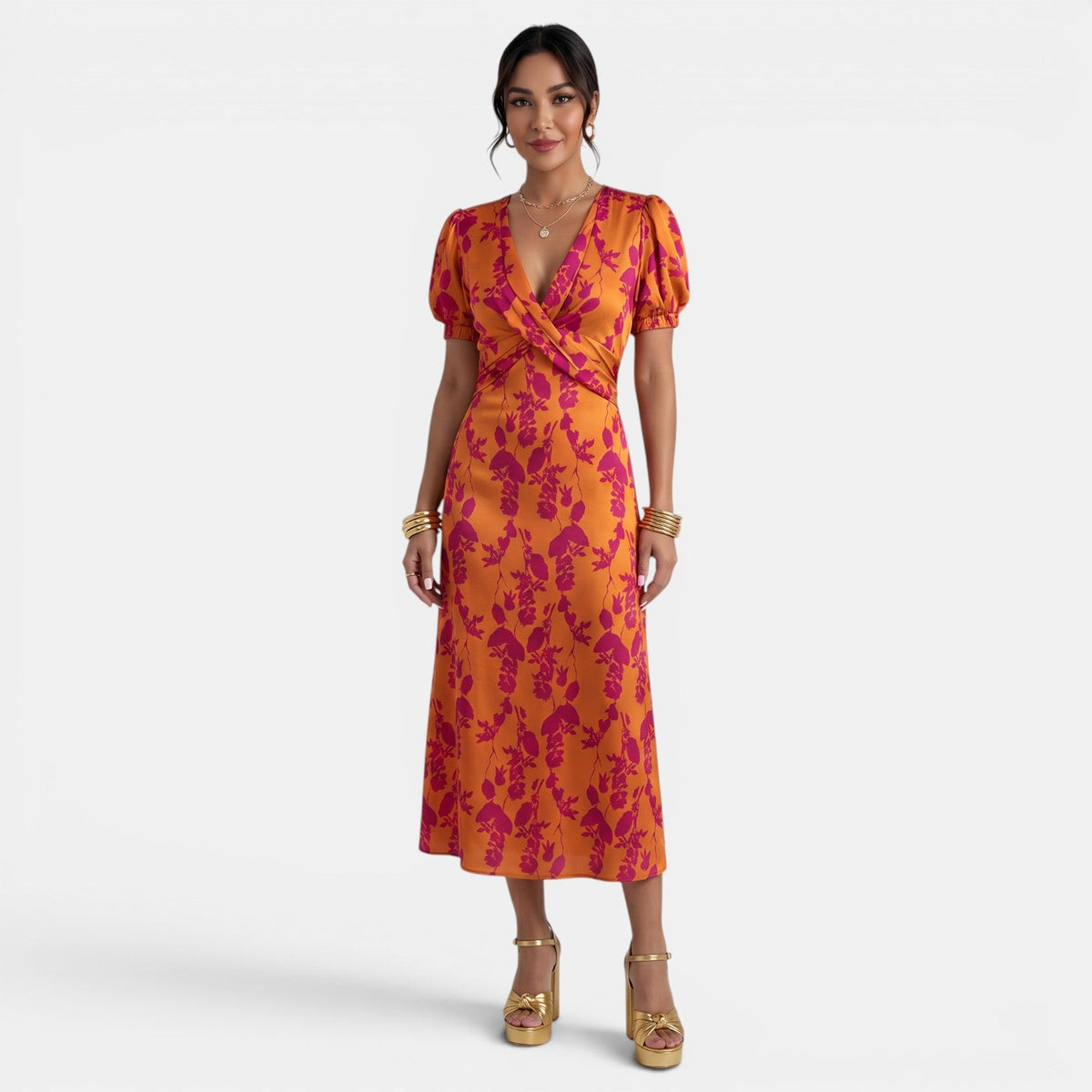Vestido Largo Verano Mujer Floral Cuello V