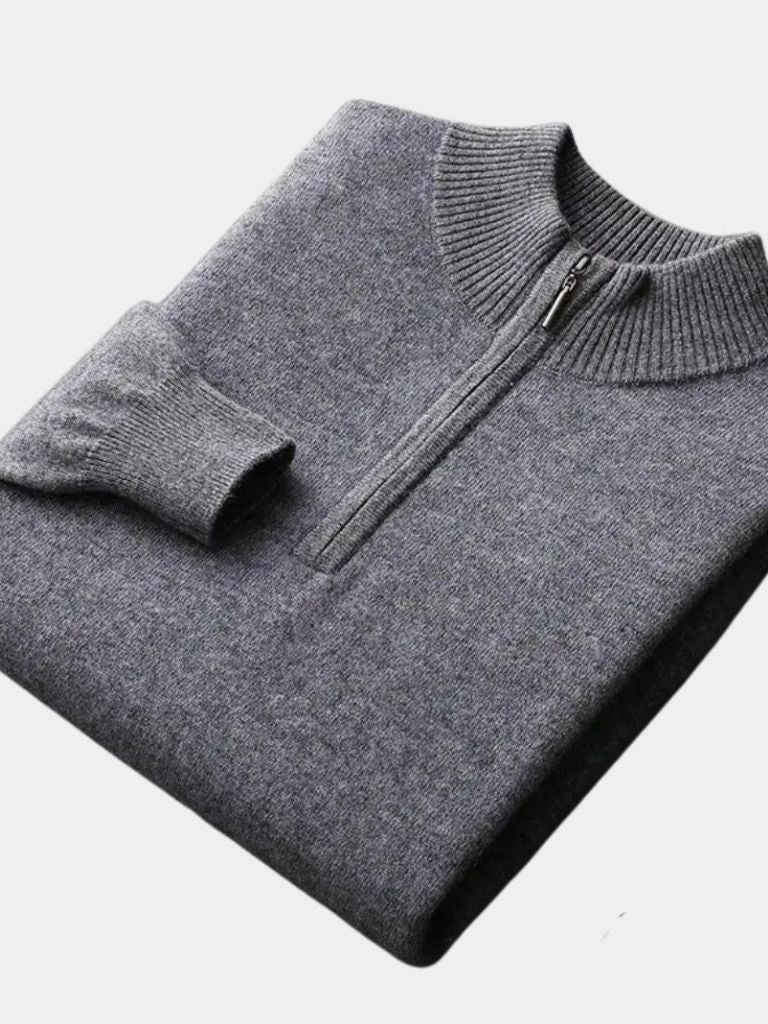Suéter Merino de Media Cremallera - Cross & Crown