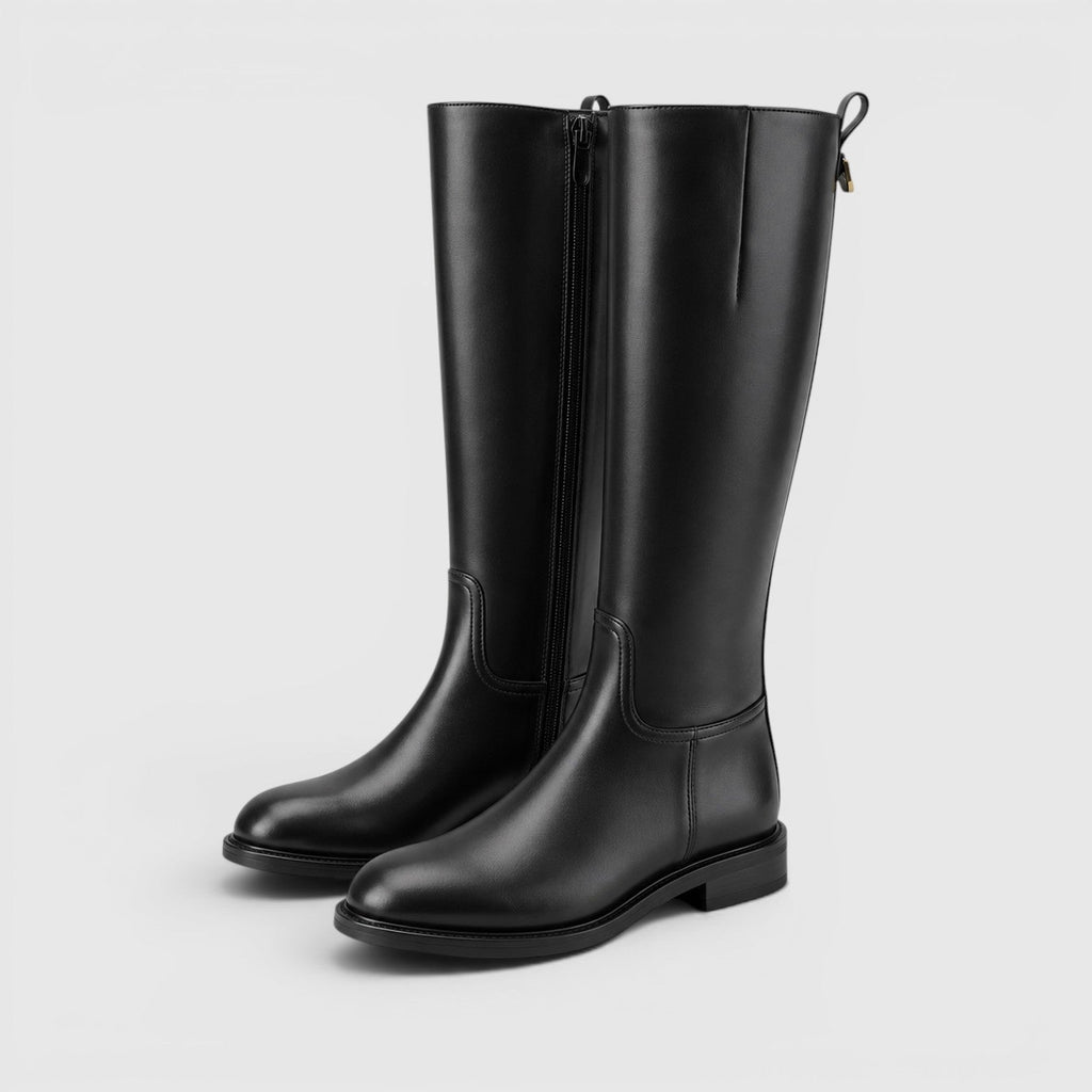 Botas Altas Mujer Premium – Botas hasta la Rodilla con Tacón Medio y Cremallera