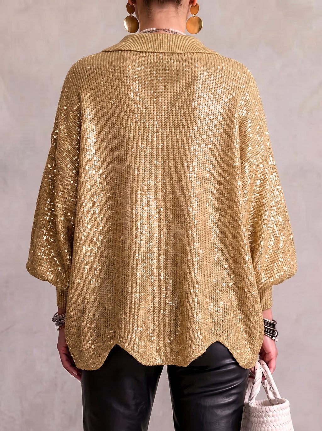 Cárdigan Mujer Oversize con Botones Metálicos