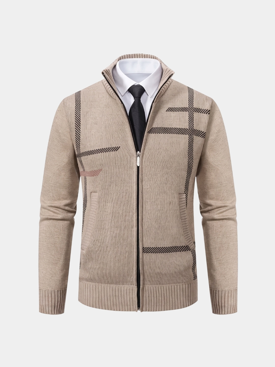 Chaqueta de Punto Simetría Grafito - Cross & Crown