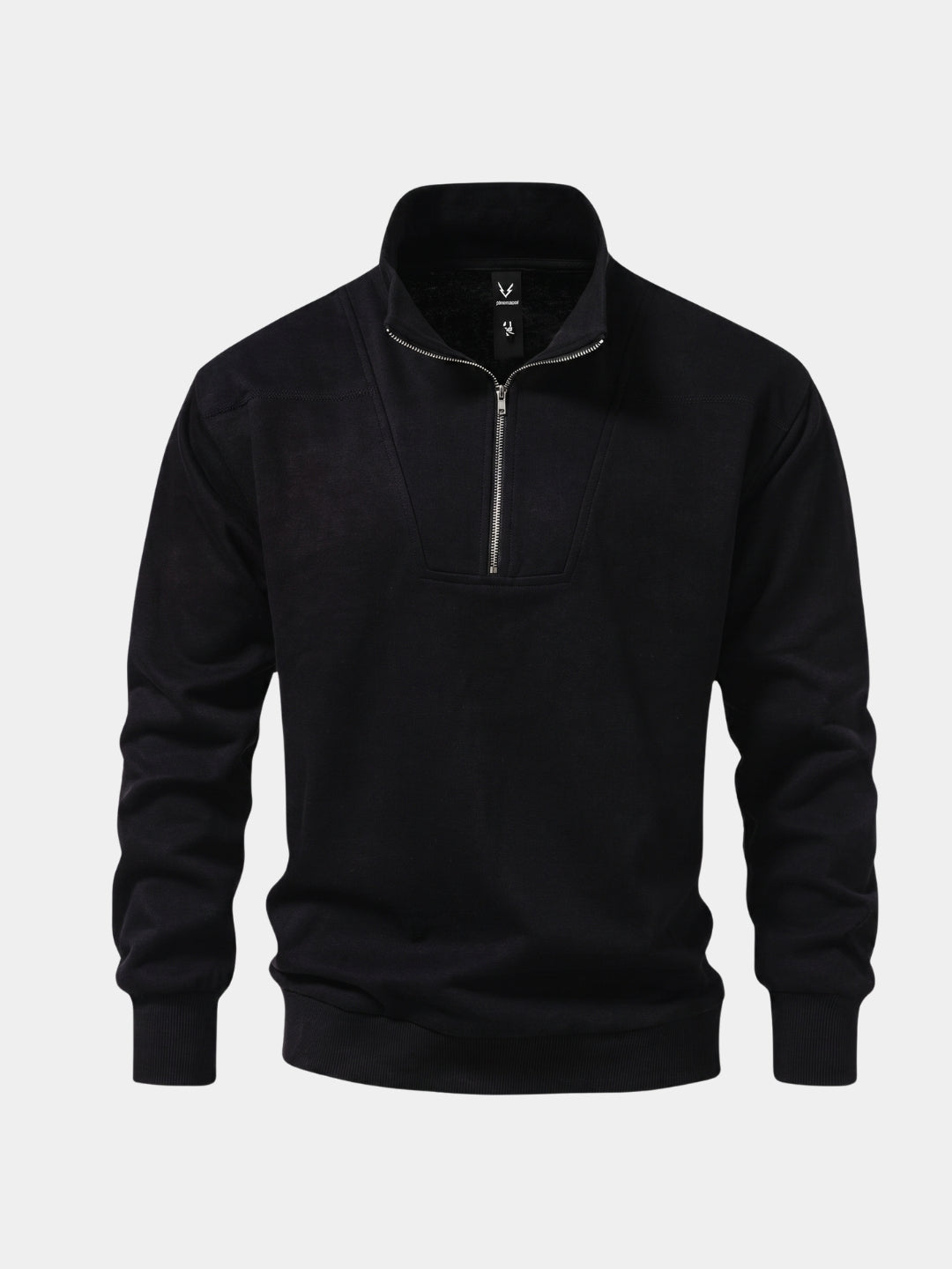 Sudadera Deportiva con Cremallera y Solapa Negra - Cross & Crown