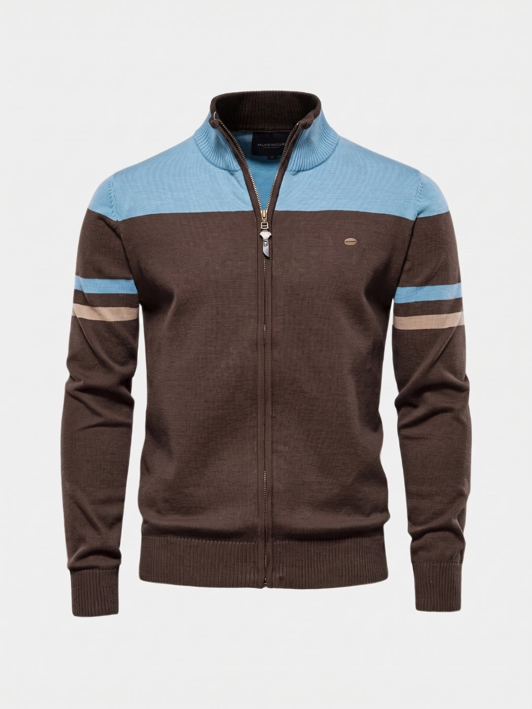 Suéter Cardigan con Cierre y Cuello Alto - Cross & Crown