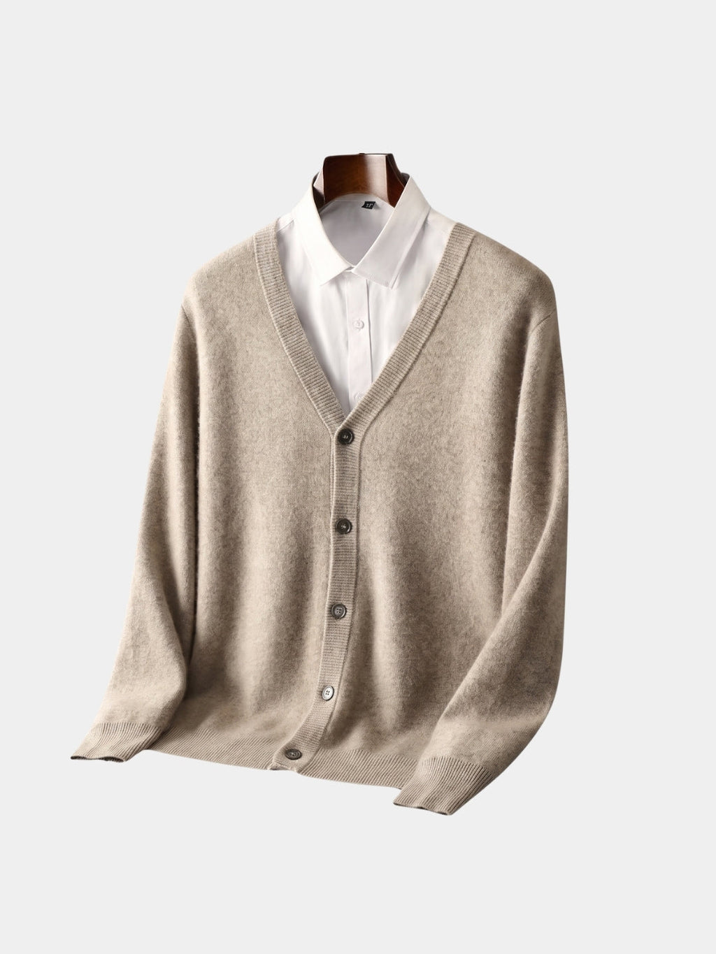 Suéter de punto con cuello en V de 100% lana merino - Cross & Crown