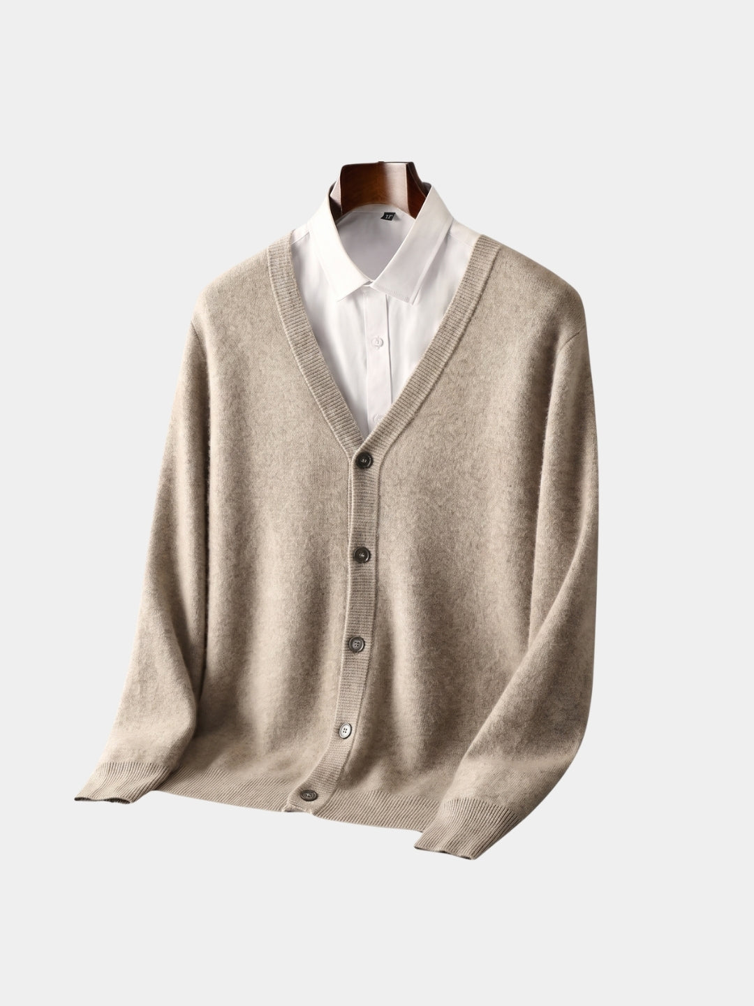 Suéter de punto con cuello en V de 100% lana merino - Cross & Crown