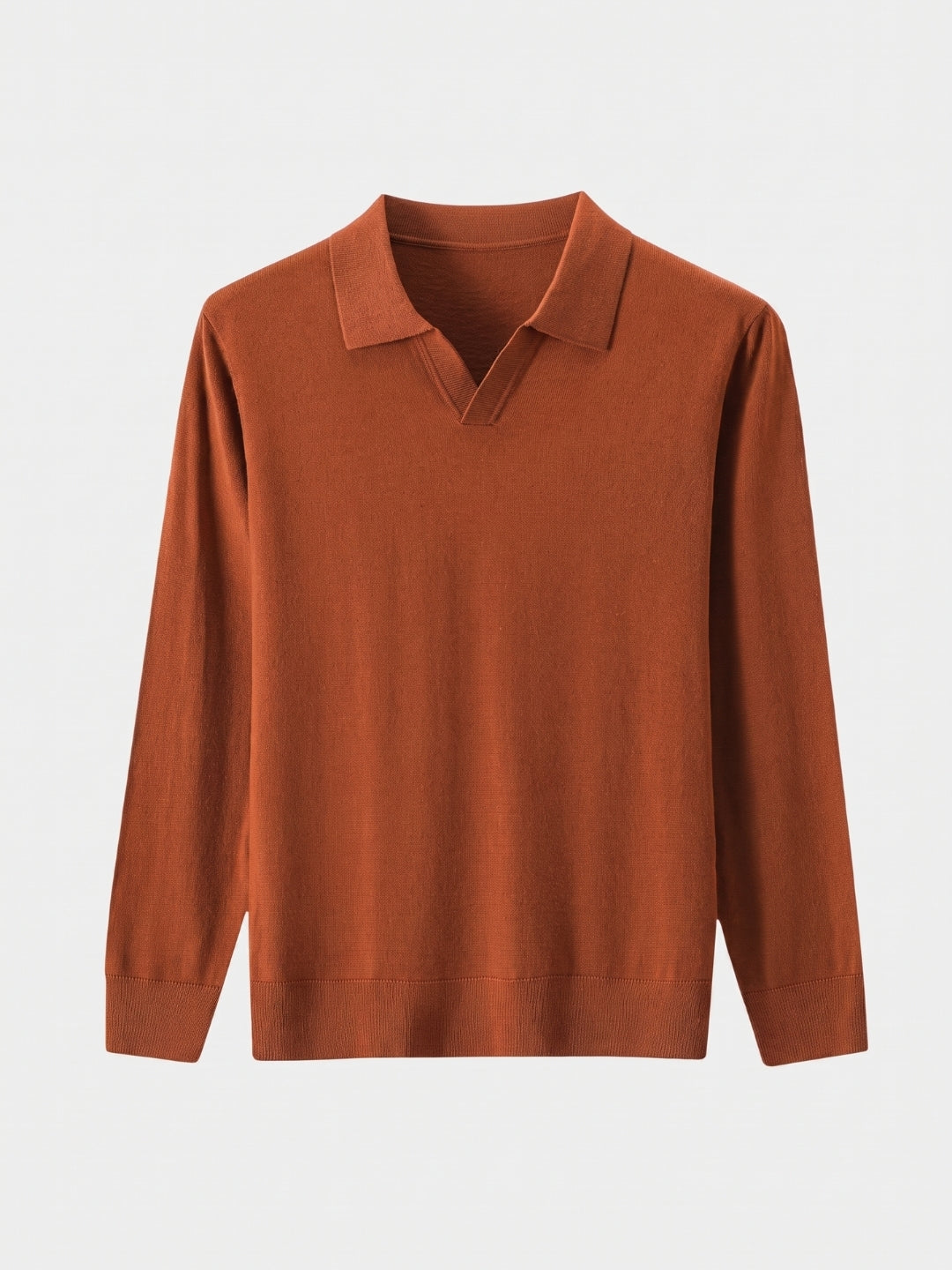 100% Suéter de Polo de Lana Tejida con Cuello en V y Caída - Cross & Crown