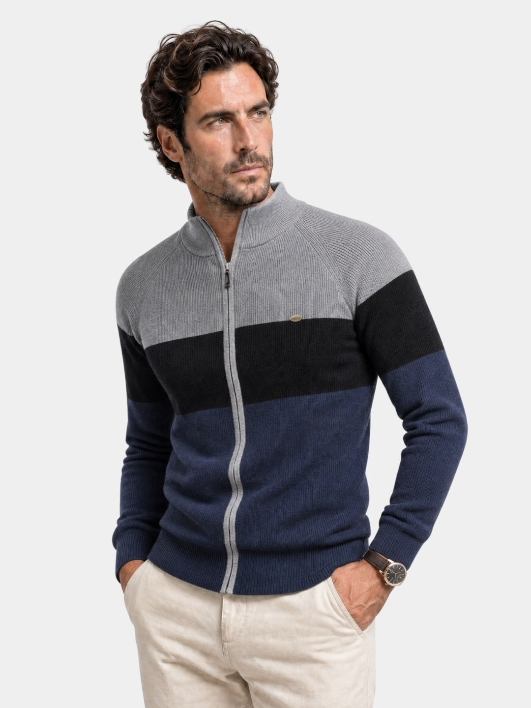 Suéter de Zipper de Tejido Esencial - Cross & Crown