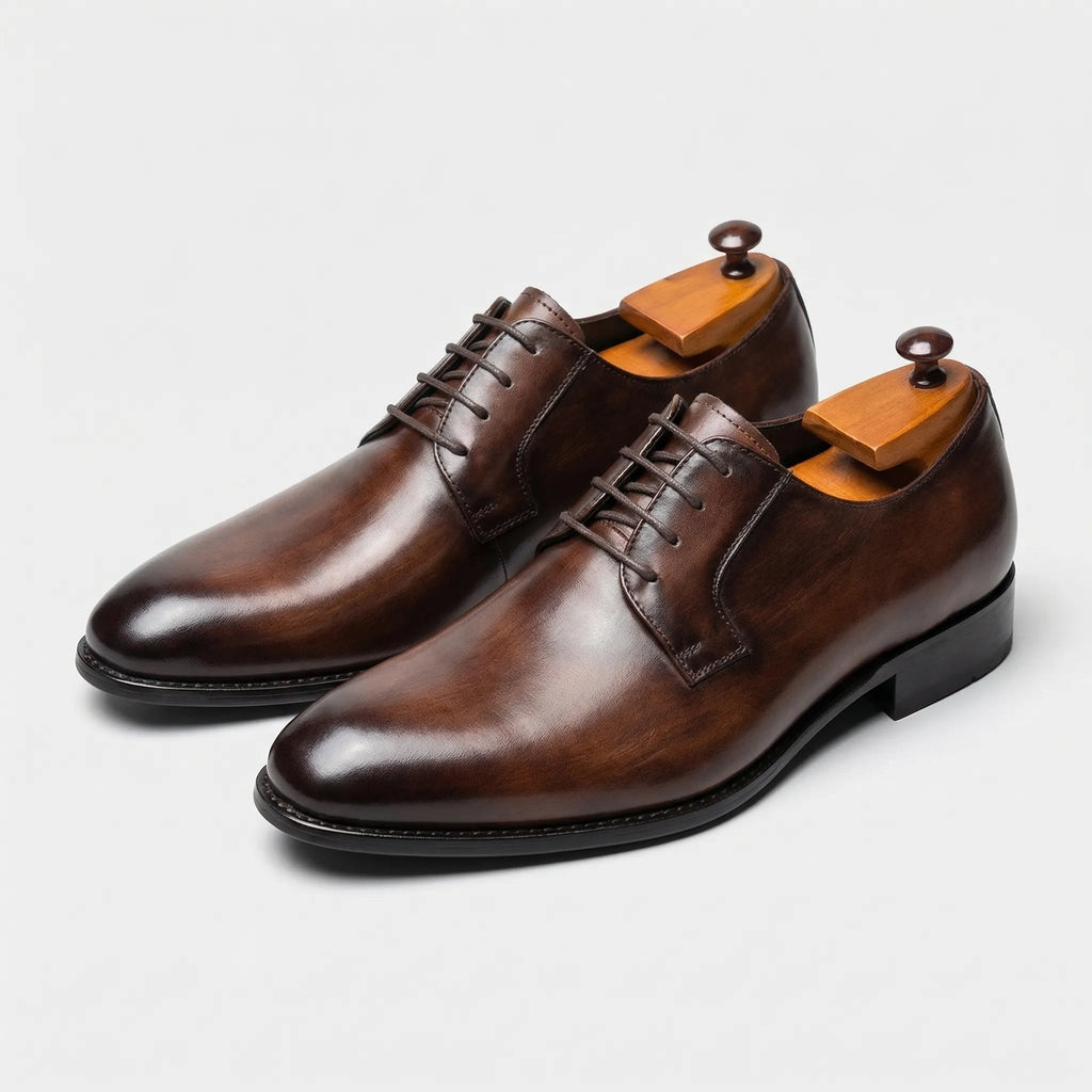 Blucher de Piel Hombre con Cordones y Punta Redonda