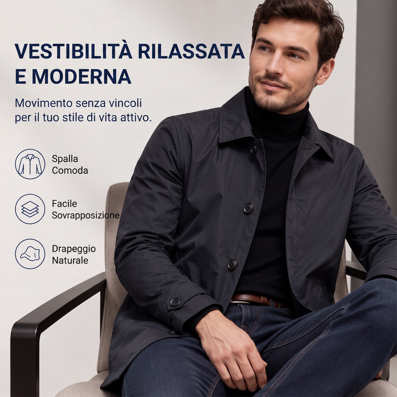 ⏰ Último Día de Rebajas – DESCUENTO 50% ✨Trench impermeable para hombre de longitud media