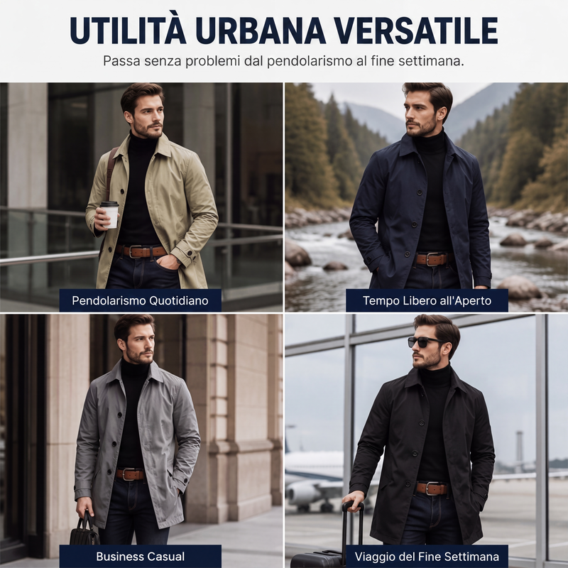 ⏰ Último Día de Rebajas – DESCUENTO 50% ✨Trench impermeable para hombre de longitud media