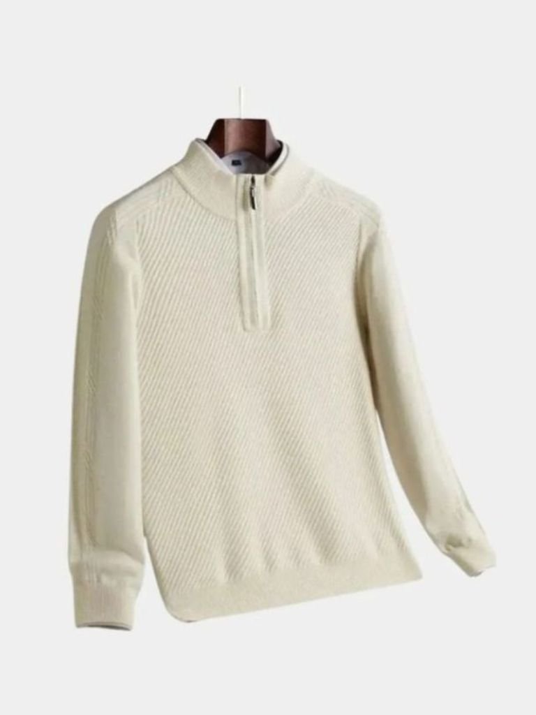 Suéter de Lana con Cuello Tipo Polo a Rayas - Cross & Crown