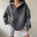 Sudadera Mujer Oversize de Algodón Grueso con Cuello Camisero