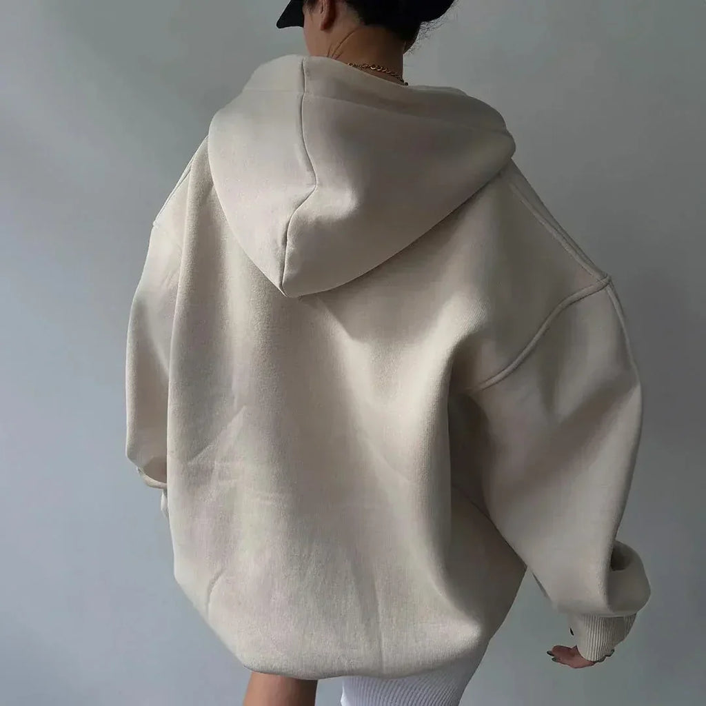Sudadera Mujer Oversize de Algodón Grueso con Cuello Camisero
