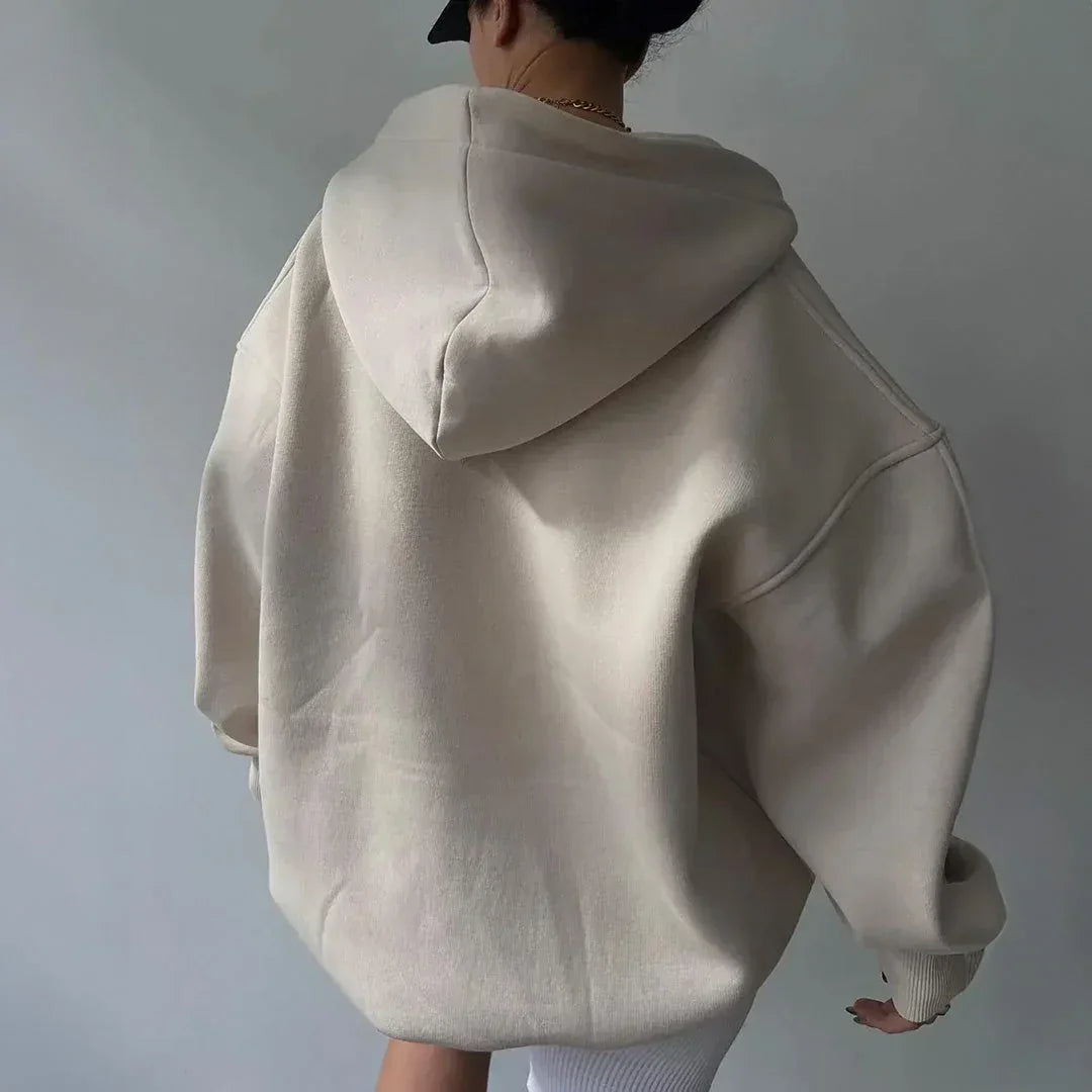 Sudadera Mujer Oversize de Algodón Grueso con Cuello Camisero