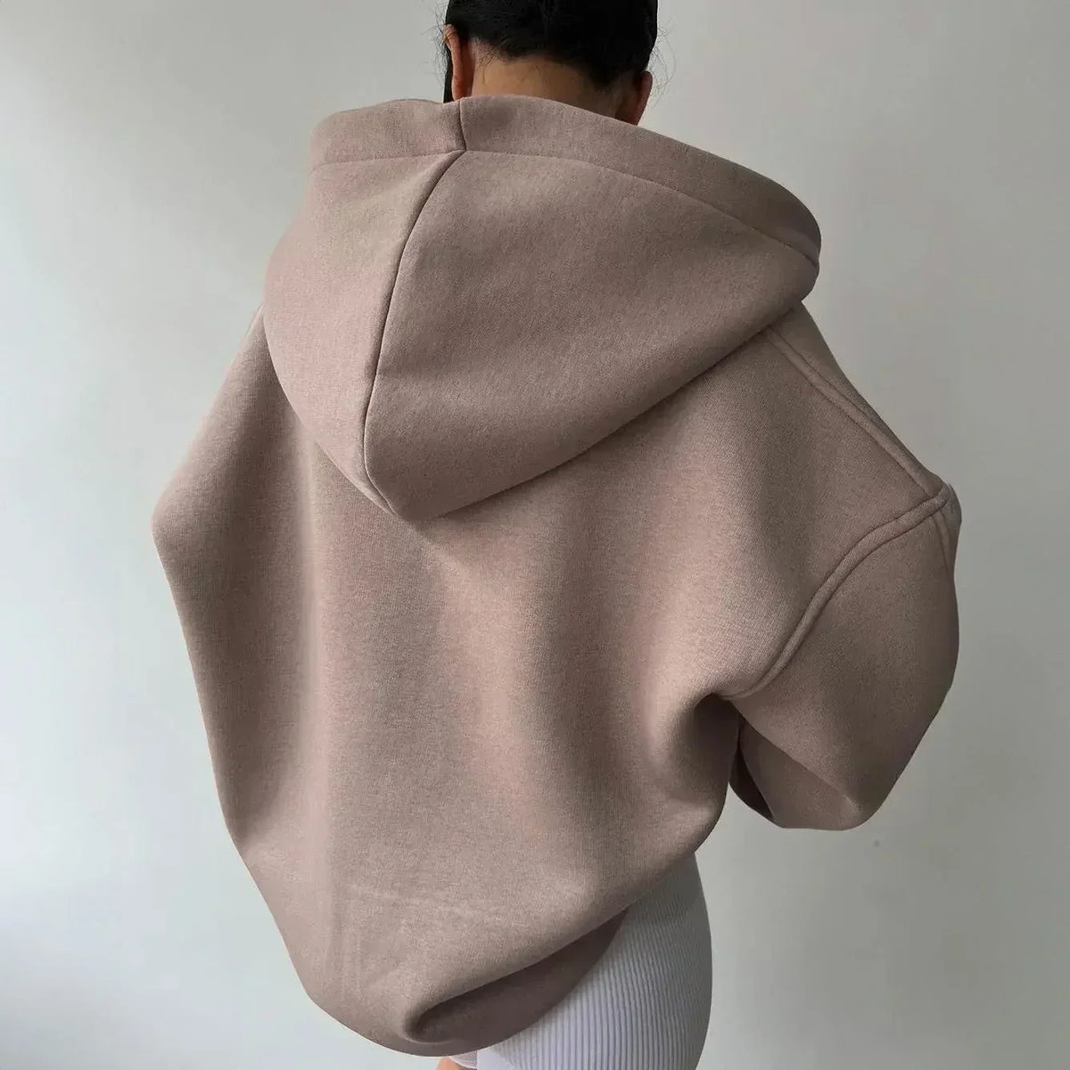 Sudadera Mujer Oversize de Algodón Grueso con Cuello Camisero