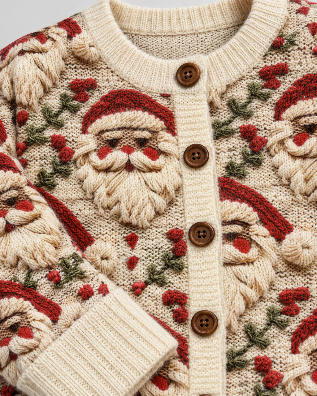 Cárdigan Navideño Mujer Papá Noel con Botones