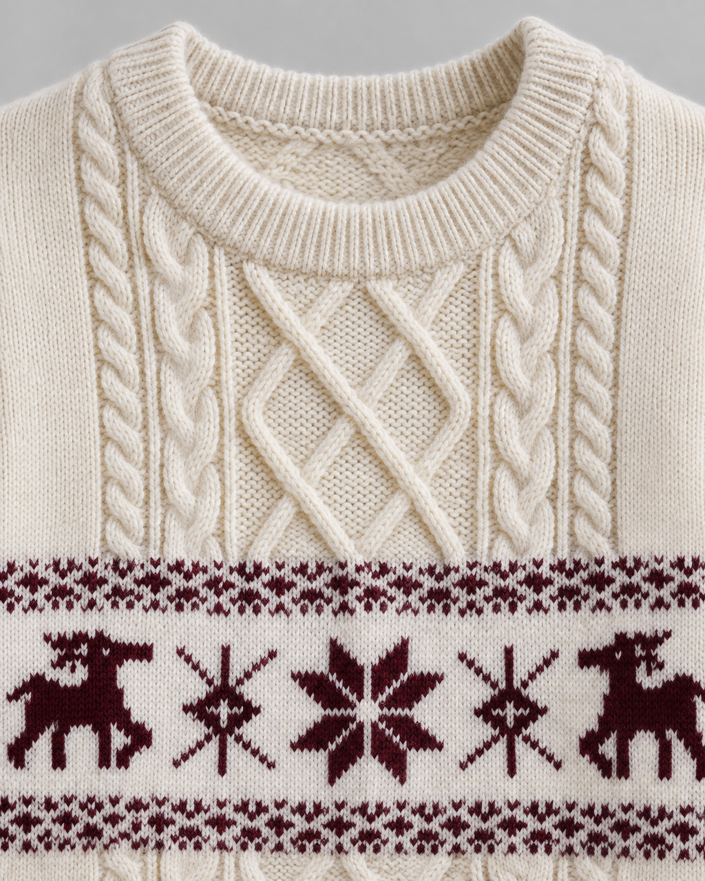 Jersey Navideño Mujer Oversize Trenzas y Renos Tonales