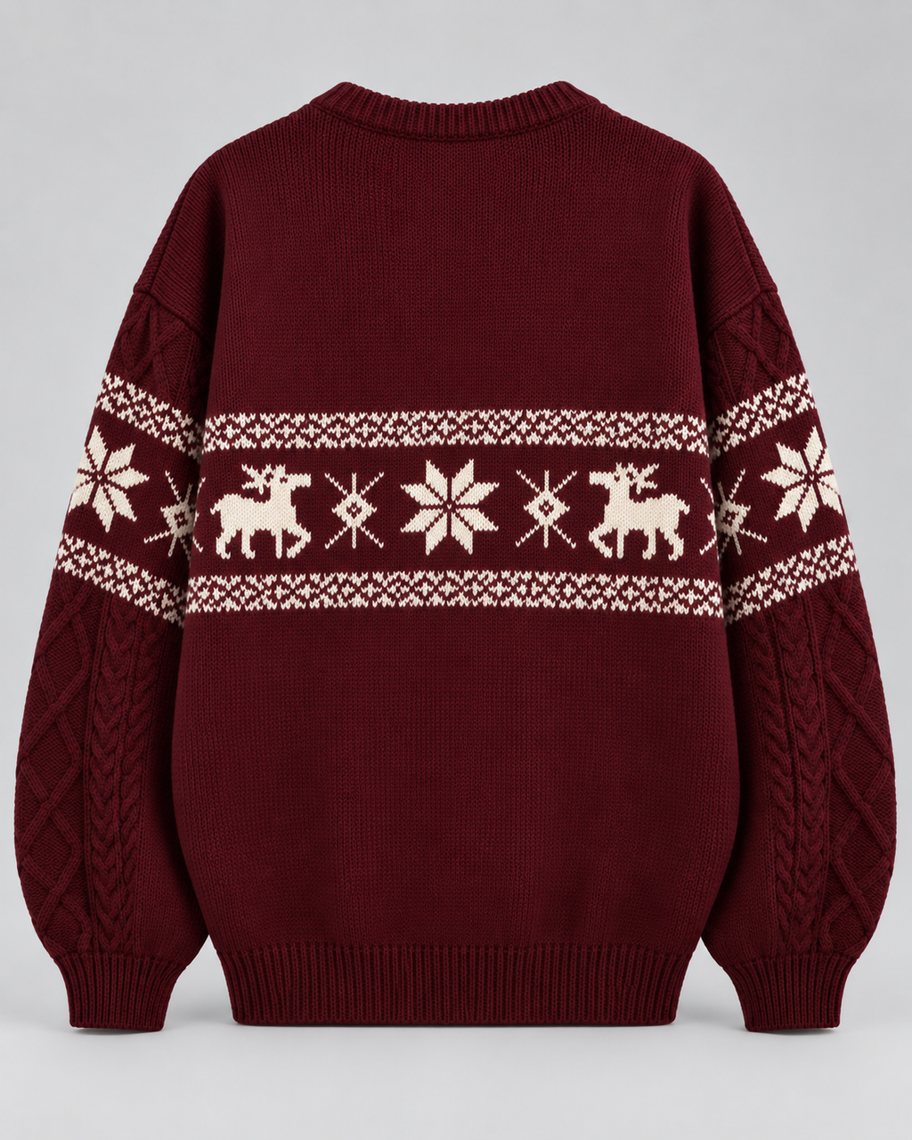 Jersey Navideño Mujer Oversize Trenzas y Renos Tonales