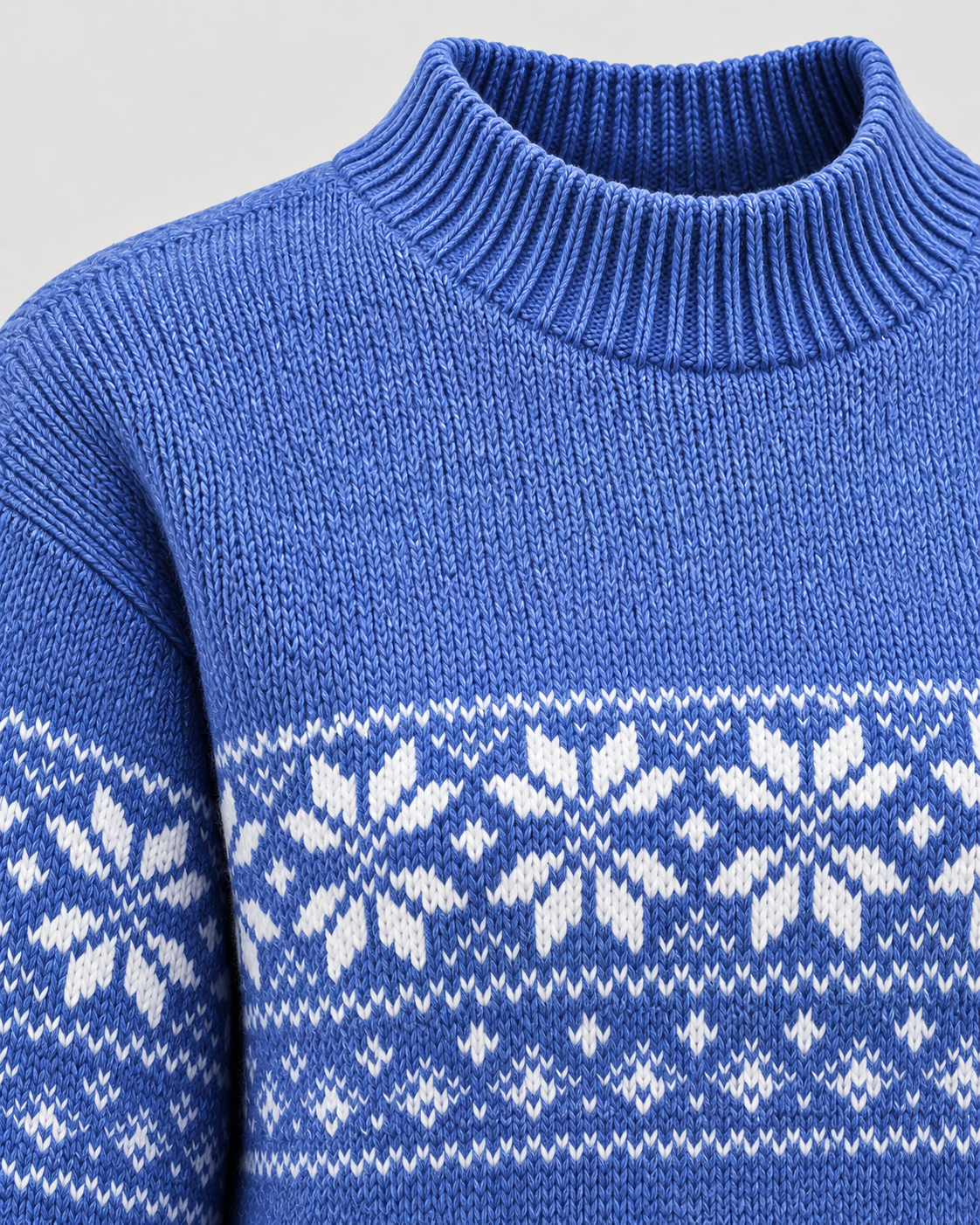 Jersey Navideño Mujer Fair Isle Cuello Mock con Renos en el Bajo