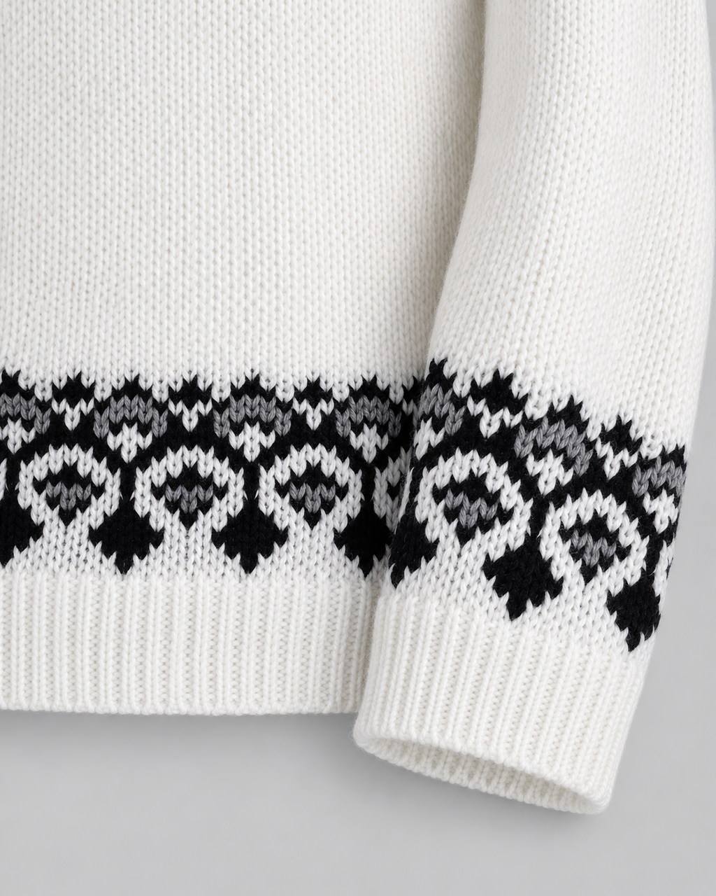 Jersey Fair Isle Mujer Geométrico Cuello Redondo Marfil