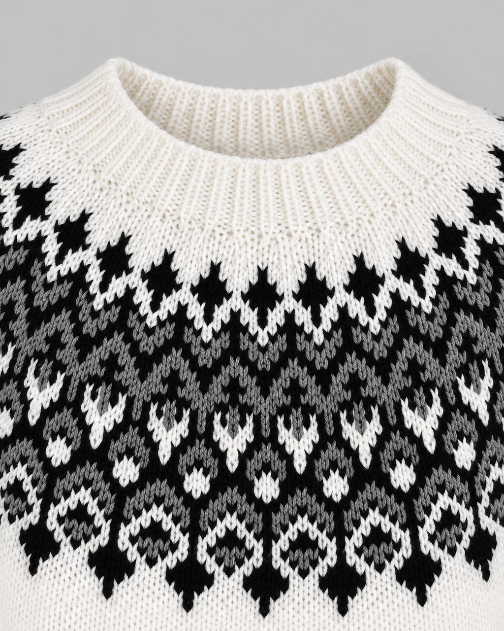 Jersey Fair Isle Mujer Geométrico Cuello Redondo Marfil