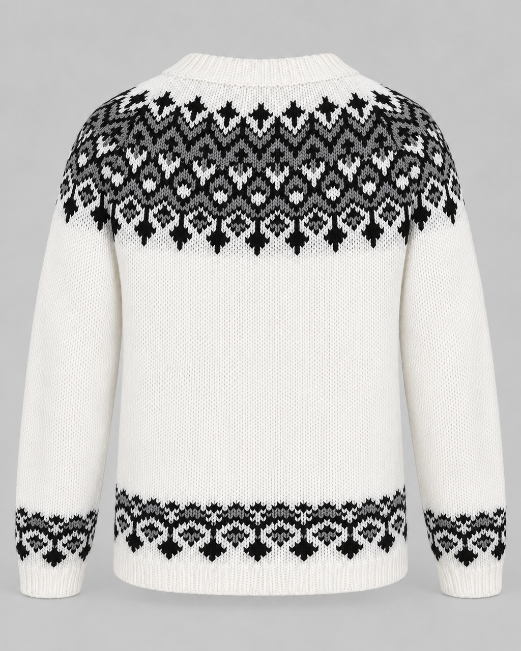Jersey Fair Isle Mujer Geométrico Cuello Redondo Marfil