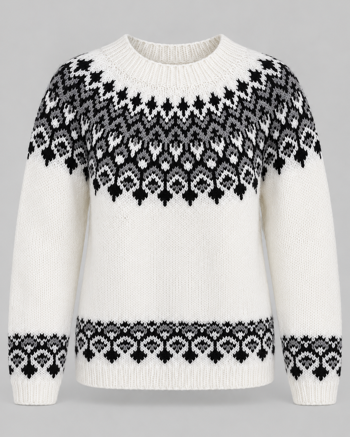 Jersey Fair Isle Mujer Geométrico Cuello Redondo Marfil