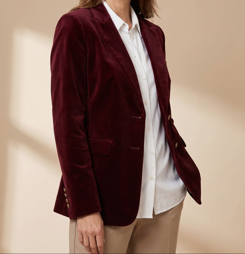 Blazer Mujer Entallado Botón Dorado con Puños Decorativos